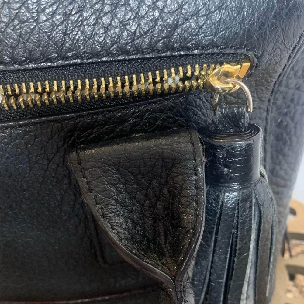 Authentic Kate Spade Black Pebbled Leather Satchel With Gold Hardware - Picture 6 of 7